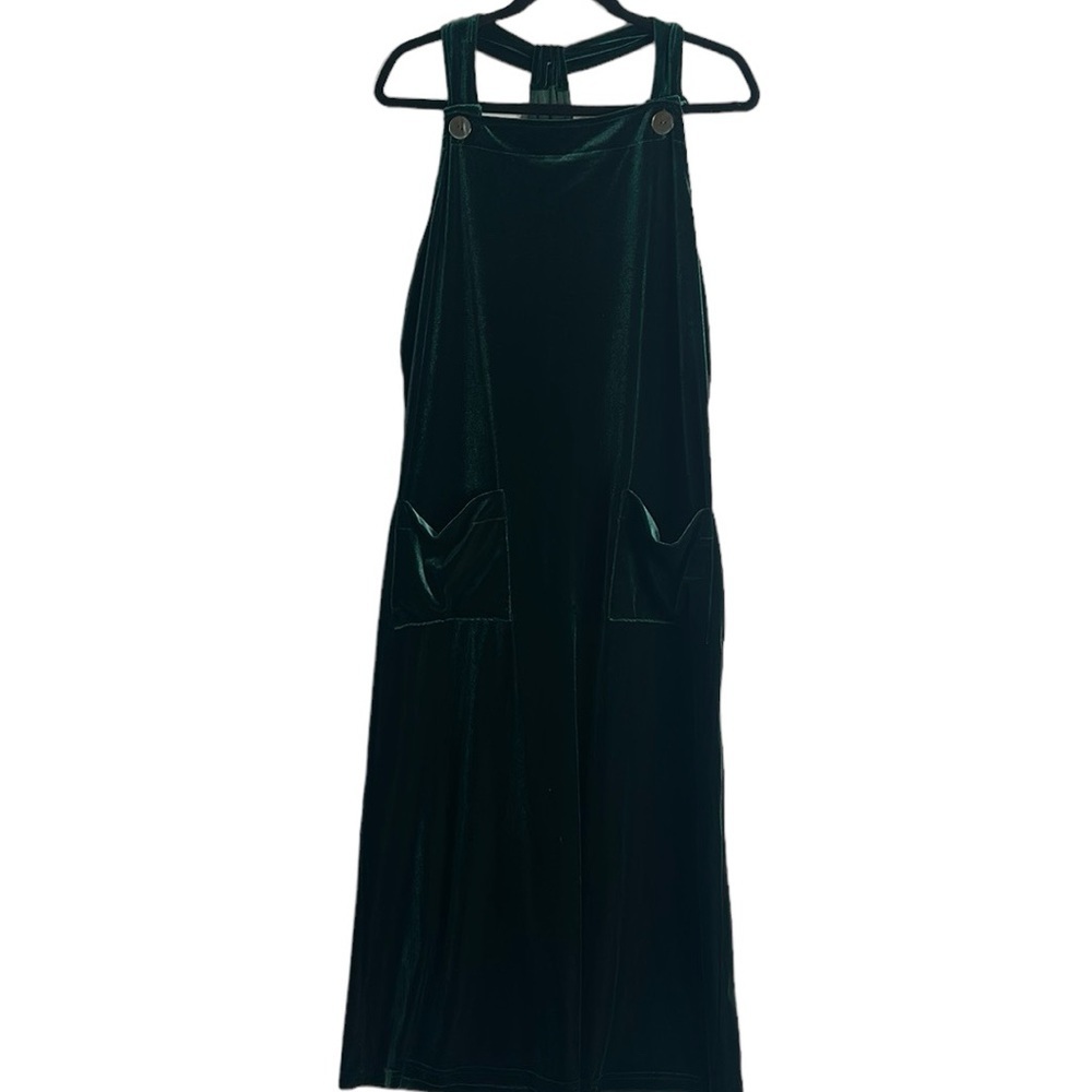 Carol Anderson green velvet midi dress size large - Picture 2 of 8